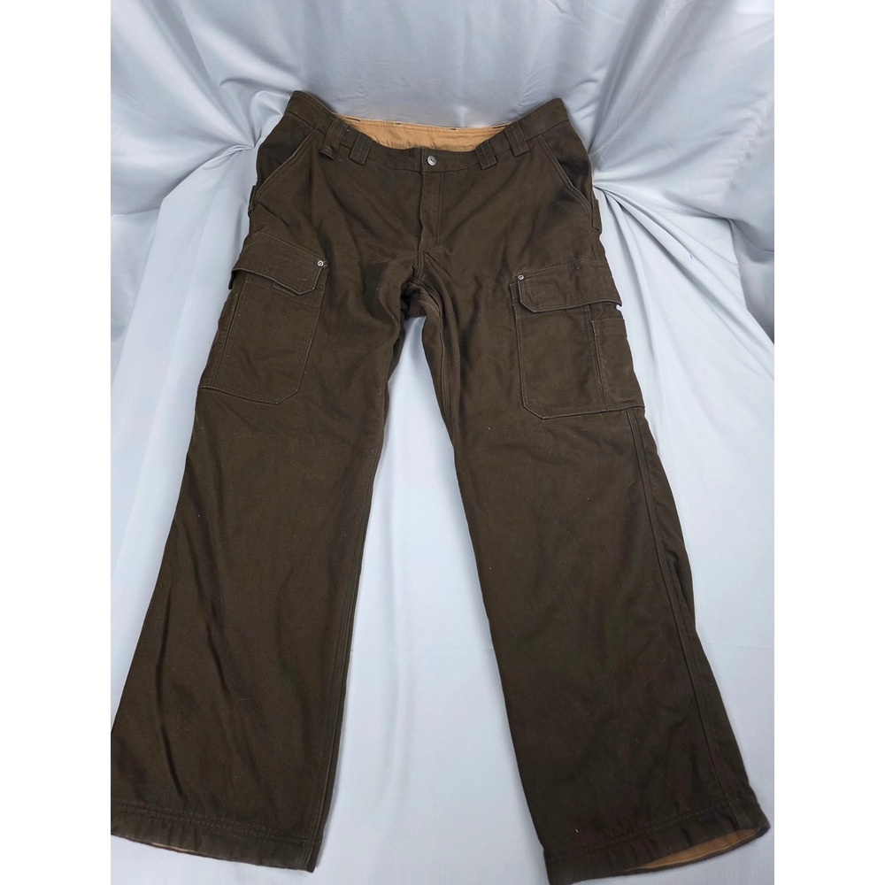 Duluth Trading Co Mens 40x32 Fleece Lined Insulated Canvas Cargo Work Pants